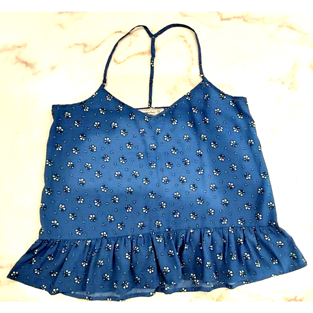Abercrombie & Fitch V Neck T-back Strappy Peplum Top in Size Medium